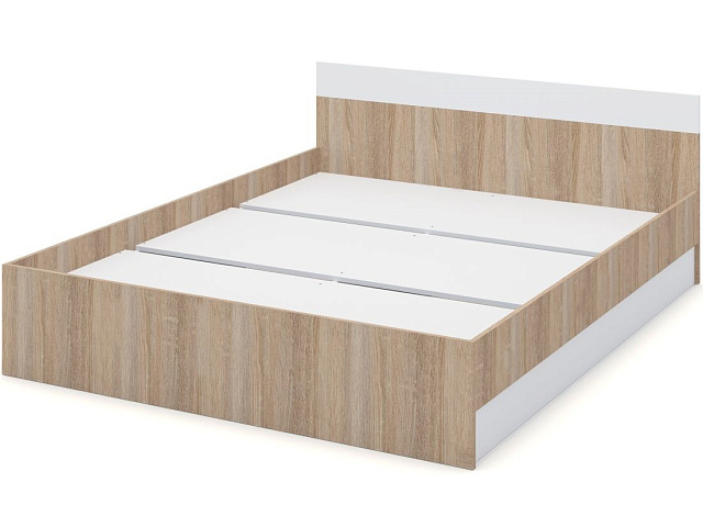 Кровать «Алёна» 160x200 с основанием, Дуб сонома/Белый. Фото 2