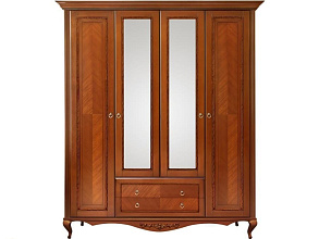 Шкаф распашной 4-х дверный с зеркалами Неаполь Т-524, янтарь от магазина Мебельный дом