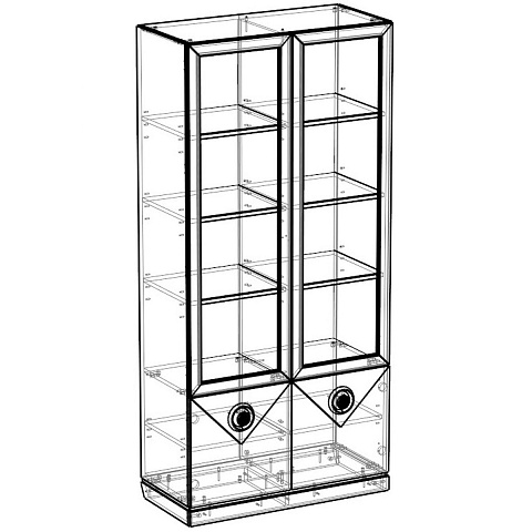 Шкаф-витрина 2-х дверная Капри, бежевая. Фото 4