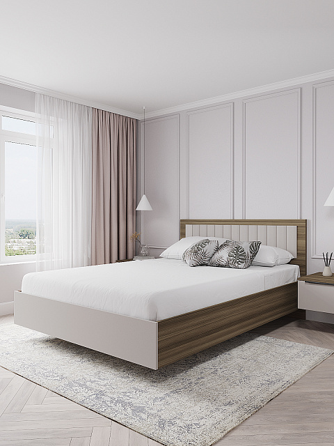 Кровать Роза 140x200см, бежевый скин. Фото 1