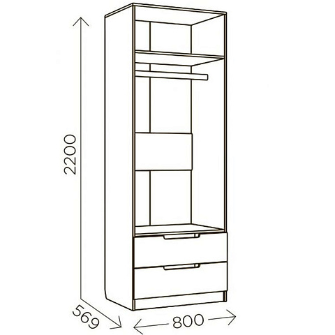 Шкаф «Илия» М2 2д, Дуб ирландский/Амаретти/Белый. Фото 2