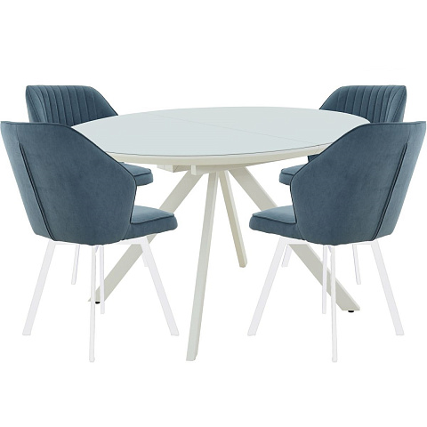 Обеденная группа (Стол Лондон и 4 стула Вермут), синий. Фото 1
