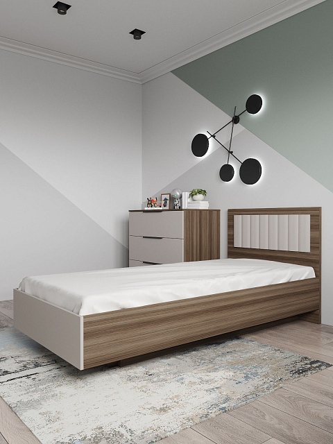 Кровать Роза 90x200см, бежевый скин. Фото 2