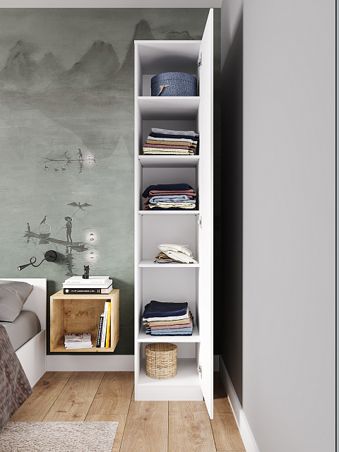 Шкаф-пенал Мори МШ 400.1, Белый. Фото 2