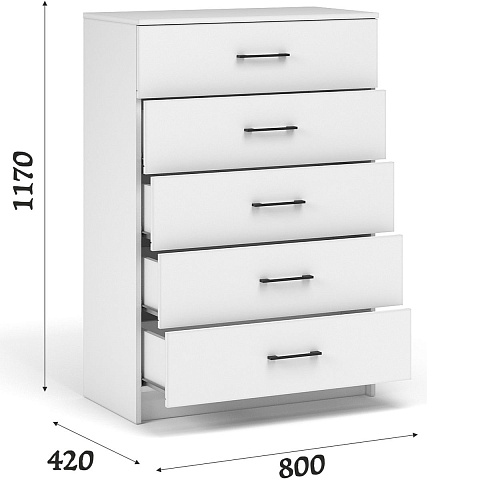 Комод «Чикаго» 5ящ, белый. Фото 2