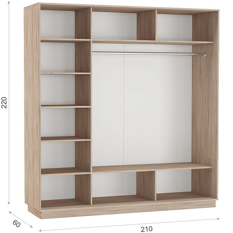 Шкаф-купе «Тетрис» 210/220 ДДД, Дуб сонома. Фото 2
